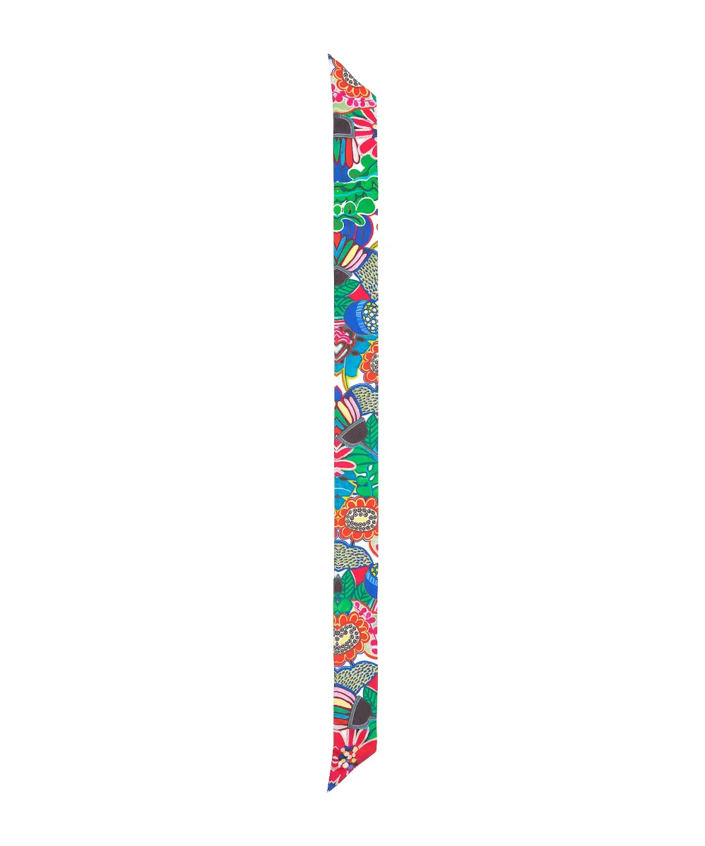 Multi Art Graphic Casual Style Floral Silk Scarf