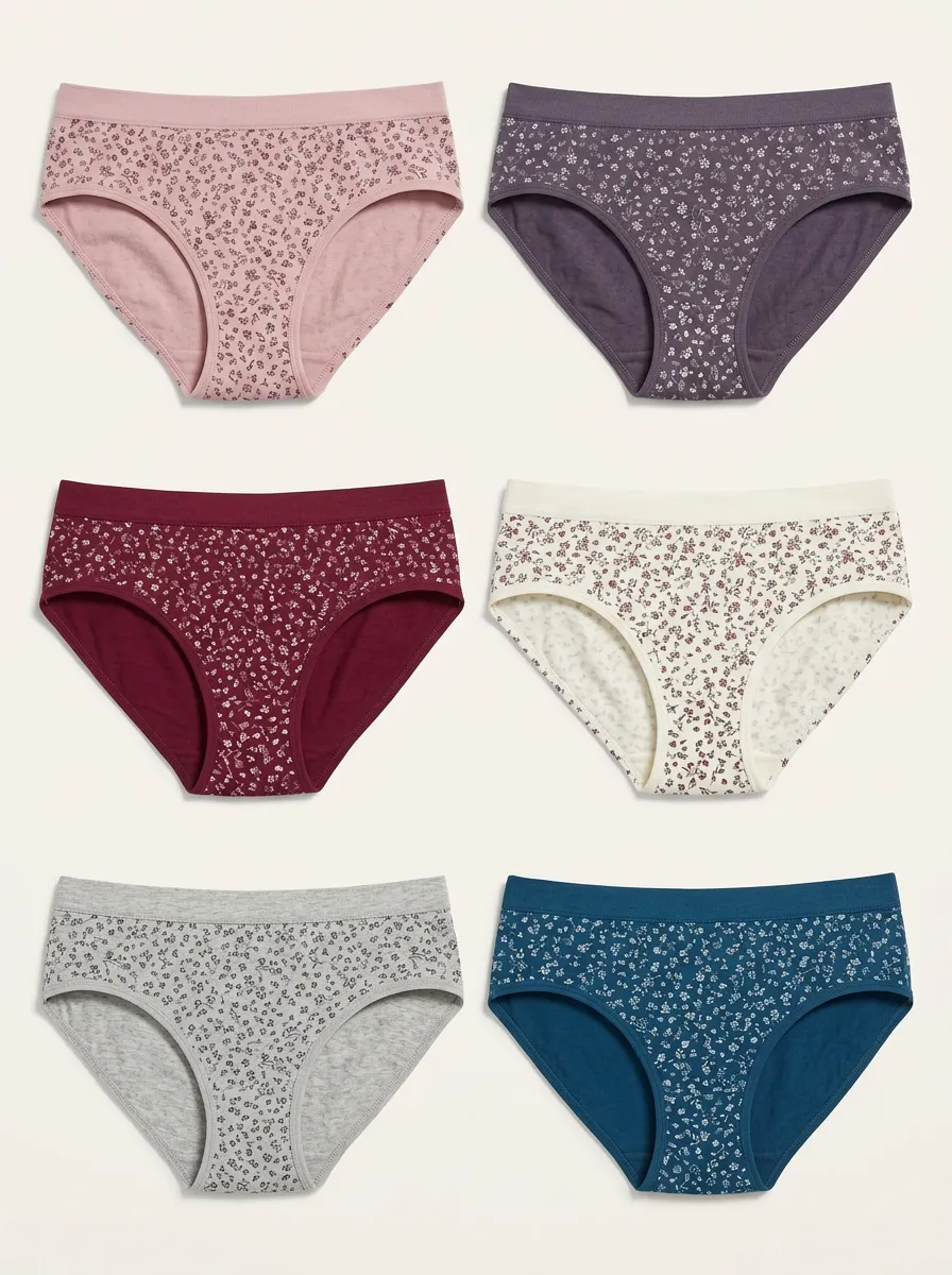 Women's Seamless-Look Floral Print Bikini Brief Set