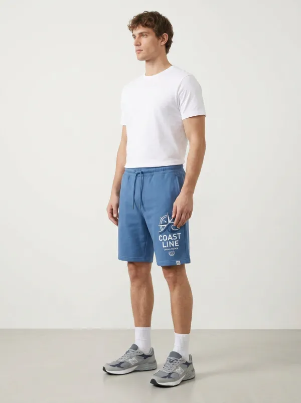 Men's Compass Wave Nautical Drawstring Printed Sweat Shorts