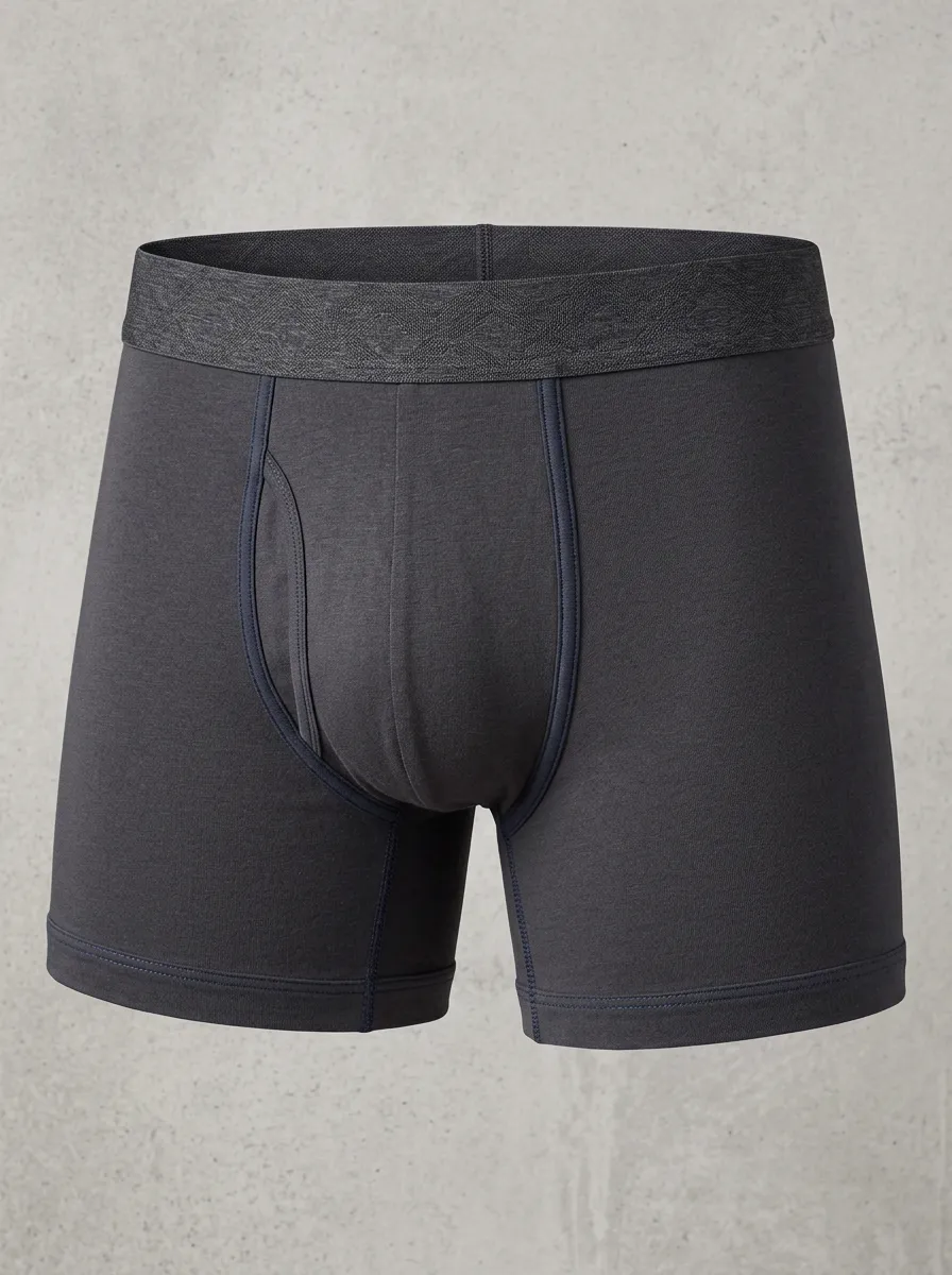 Men's Solid Charcoal Grey Minimalist Printed Boxer Briefs