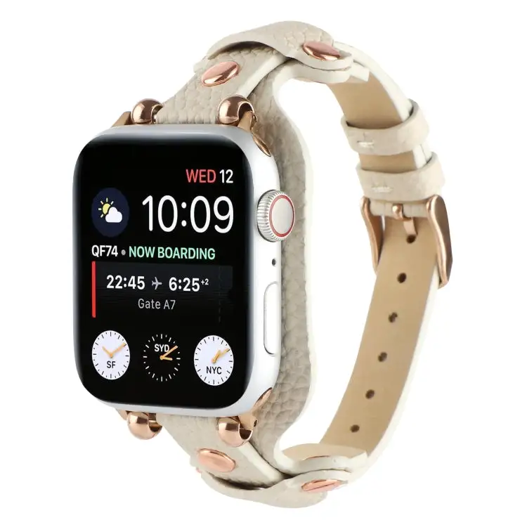 Bracelet Genuine Leather Watch Band for Watch Series 9 & 8 & 7 41 mm / SE 3 & SE 2 & 6 & SE & 5 & 4 40 mm / 3 & 2 & 1 38 mm - Beige