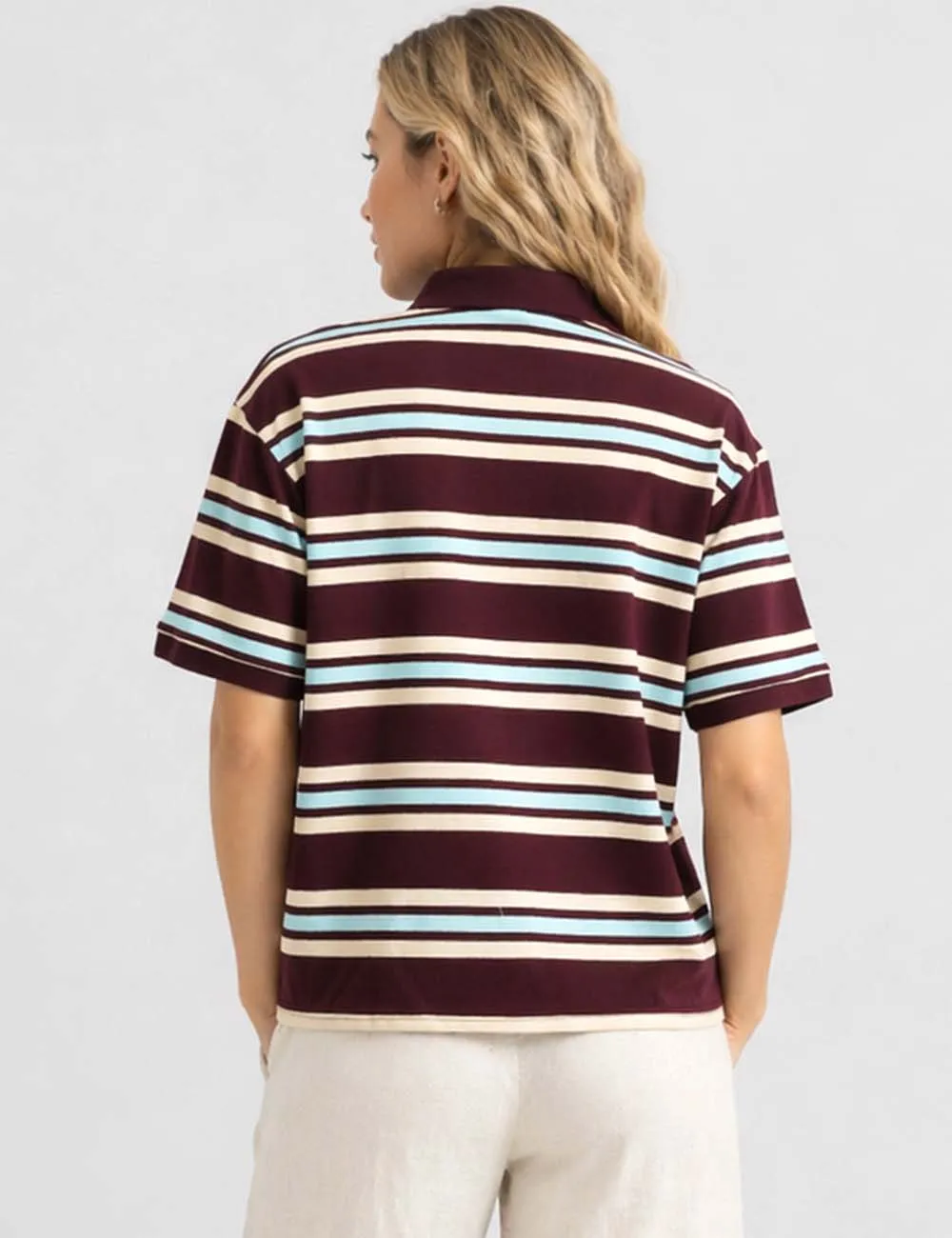Polo Collar Short Sleeves T-shirt Top