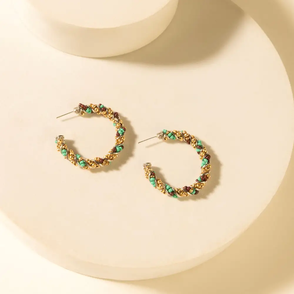 Artful Stone Accent Hoop Earrings