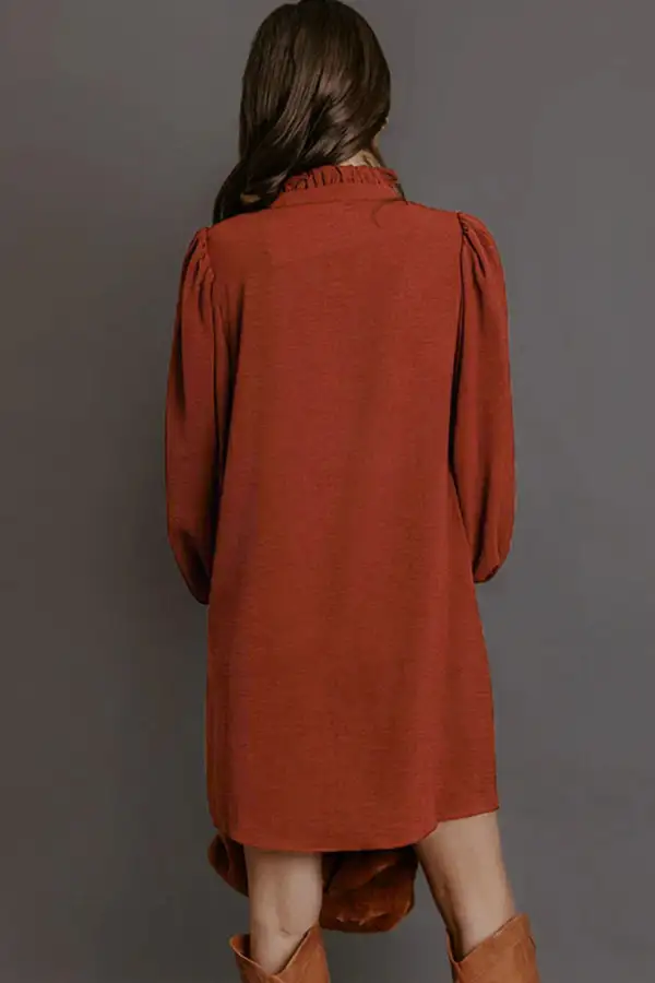 Women's Solid Long Sleeve Shift Mini Dress