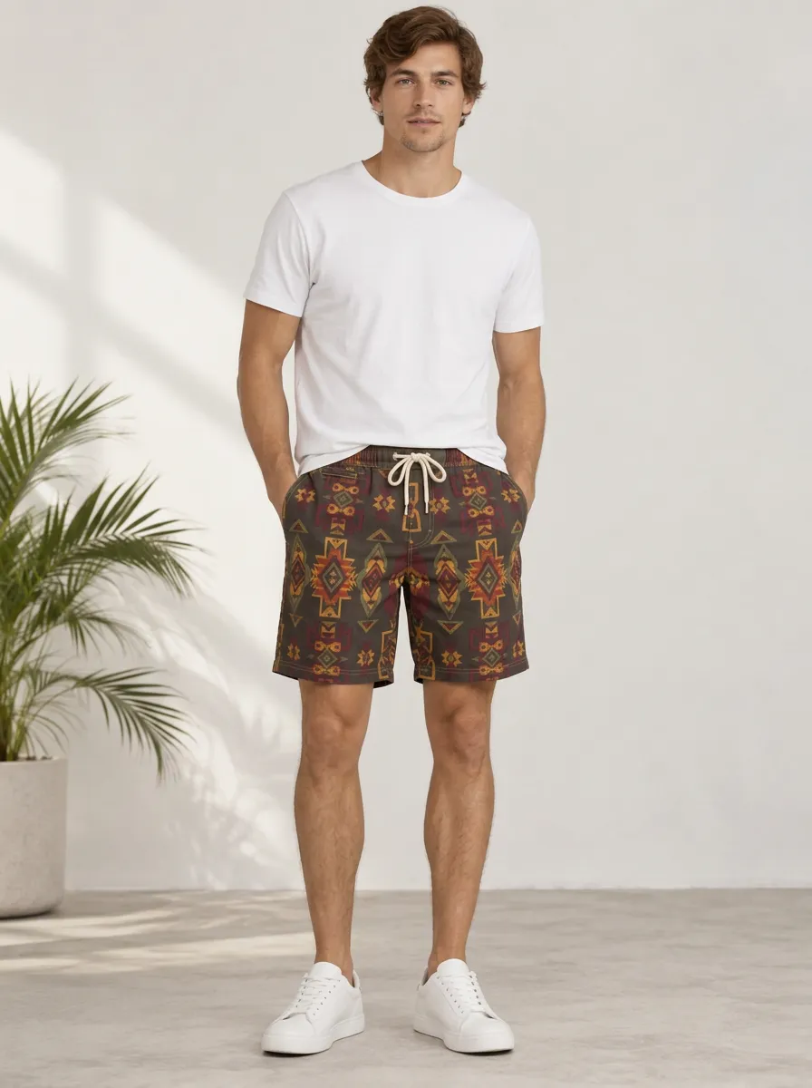 Men's Boho Geometric Pattern Shorts