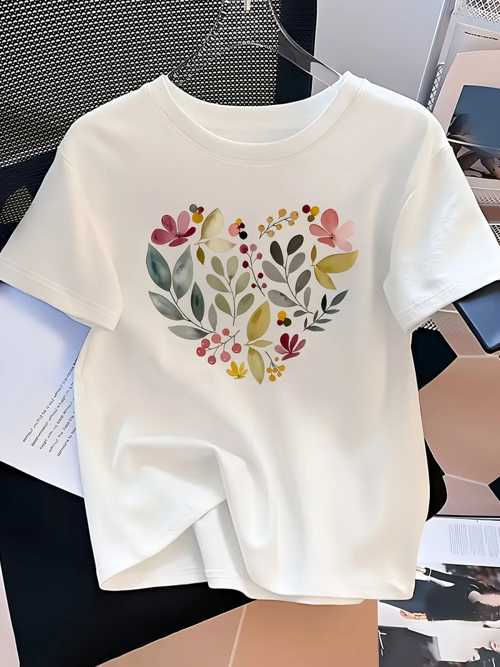 Heart Pattern Short Sleeve T-Shirt