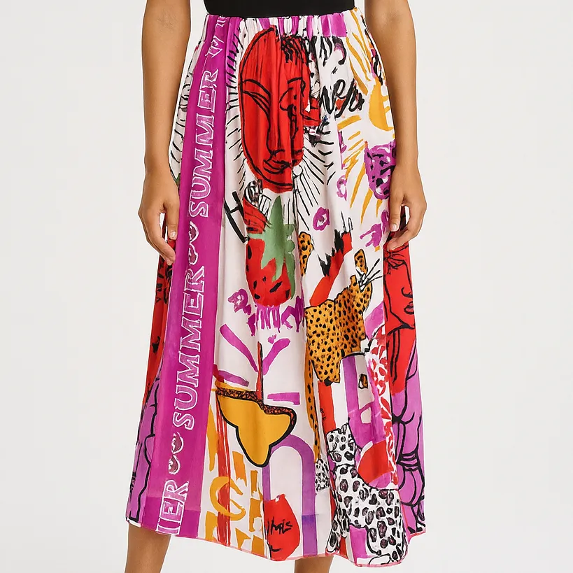 Printed Flowing Maxi Skirt