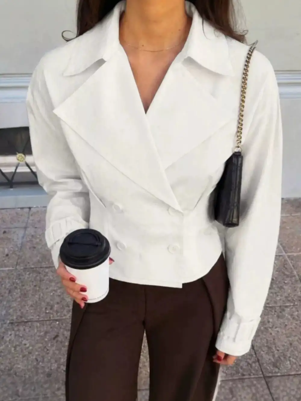 Double-Breasted Cropped Blazer