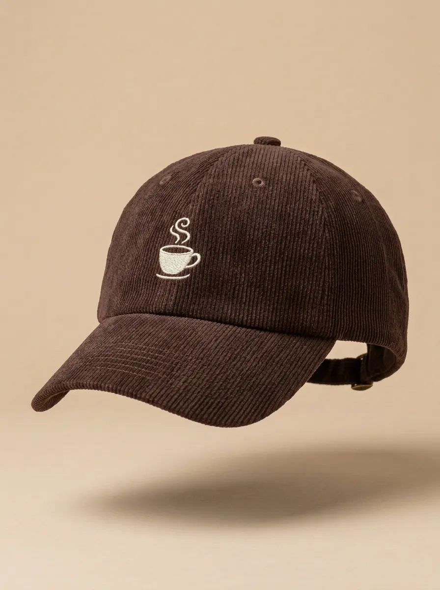 Classic Coffee-Lover Corduroy Embroidered Unisex Baseball Cap