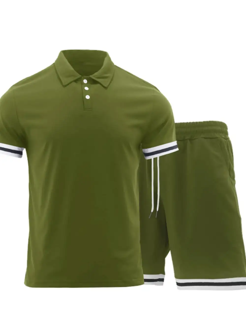 Short Sleeve Button Detail Polo And Shorts Set