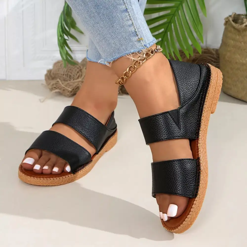 Flexible Open-Toe Flat Sandals