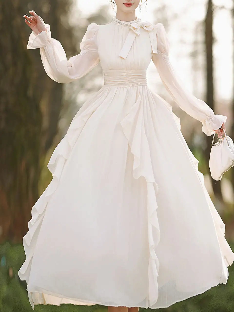 Bow Wedding Romantic Maxi Dress