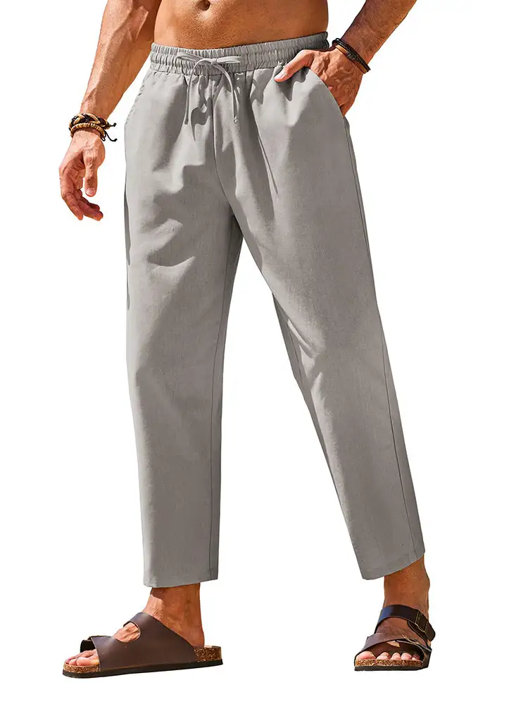 Casual Linen Blend Summer Trousers Pants