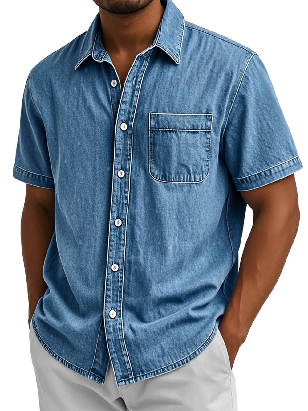 Short Sleeve Camp Collar Pocket Shirt