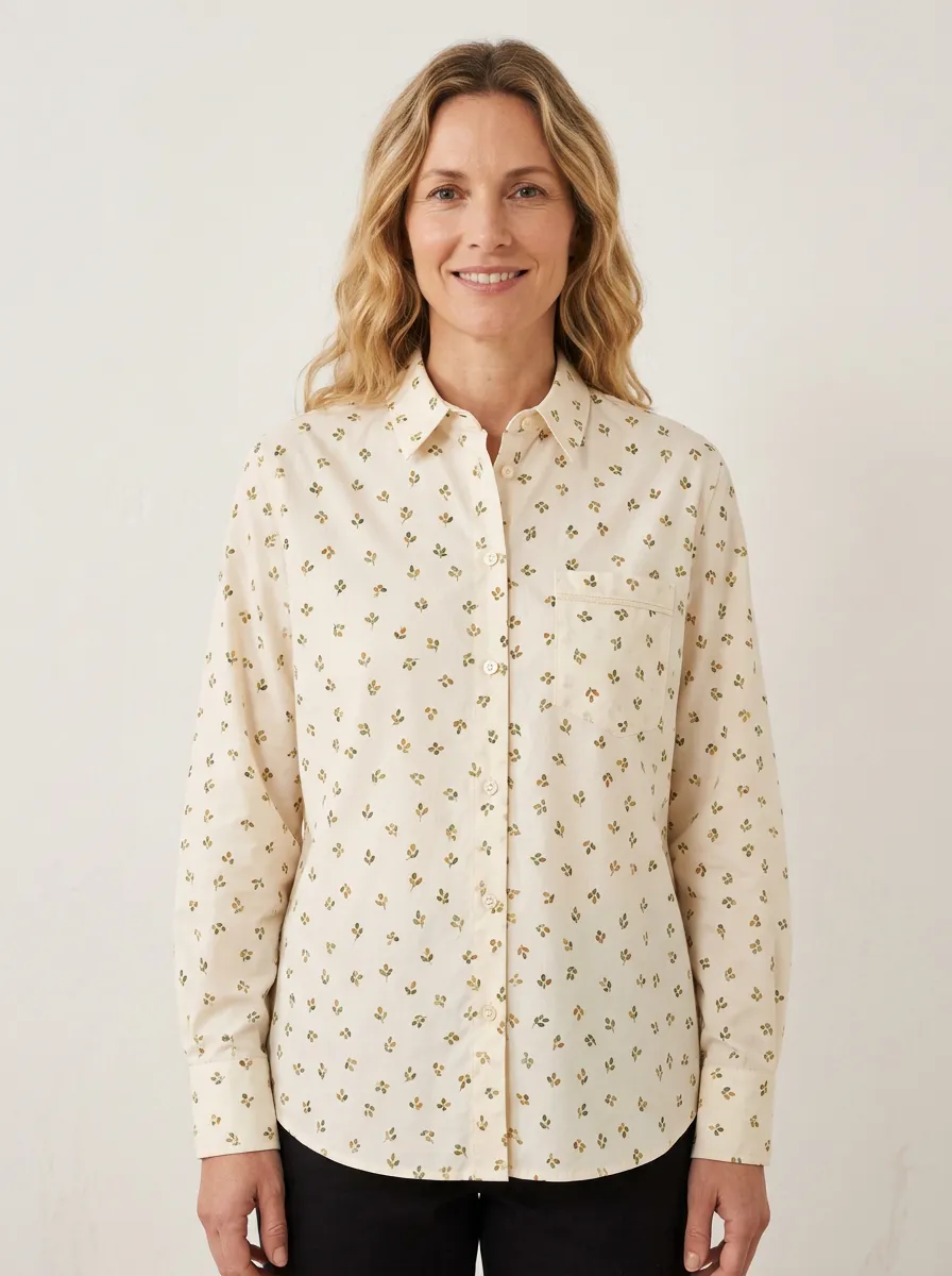 Women's Botanical Nature Lover Small Leaf Printed Shirt