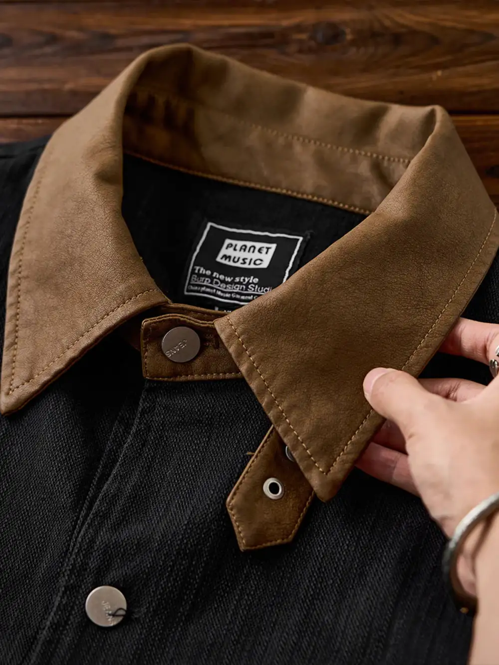 Men's Leather Button Front Field Jacket