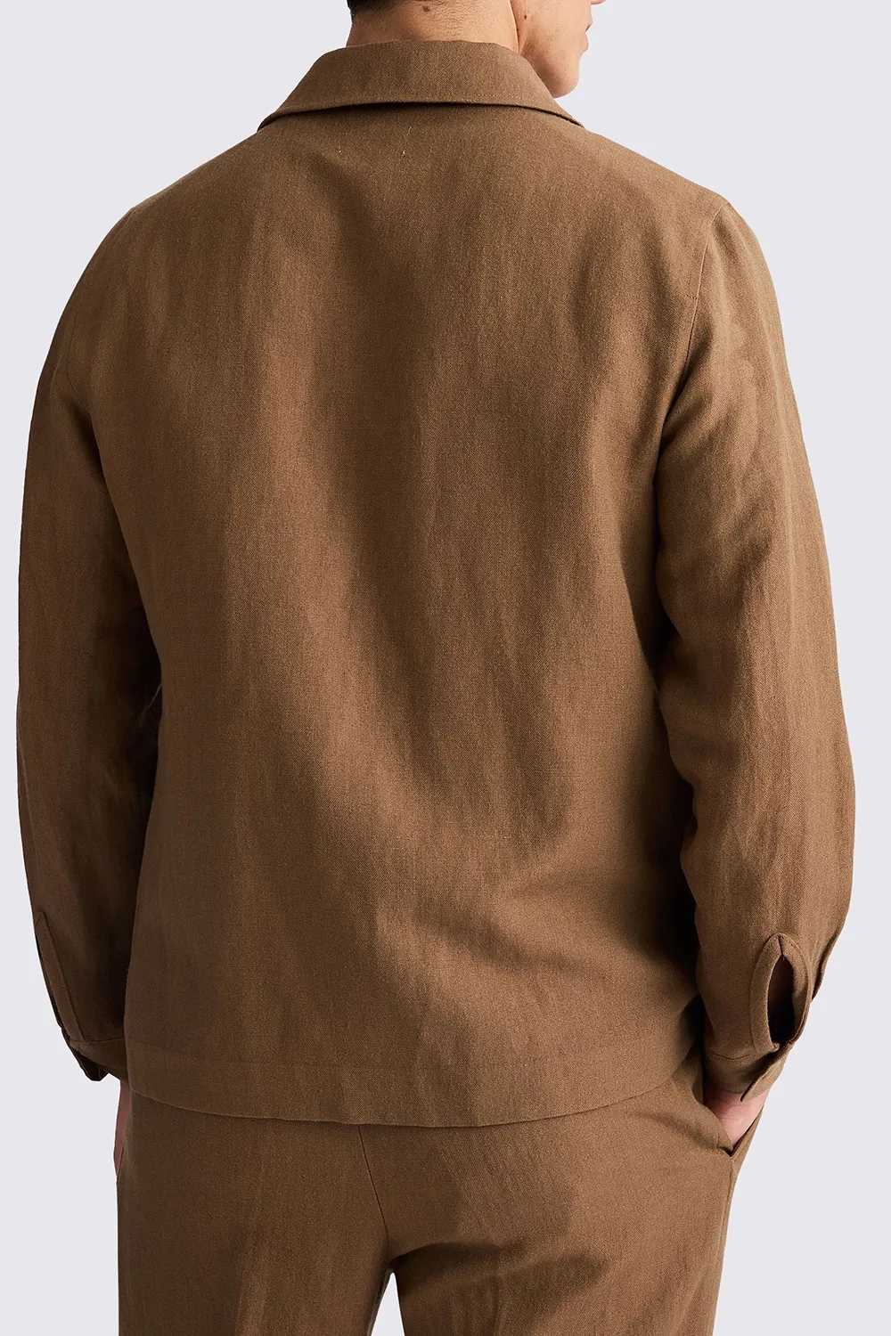 Linen-Wool Blend Khaki Men's Jacket