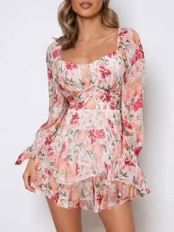One Neck Lantern Lotus Leaf Long Jumpsuit