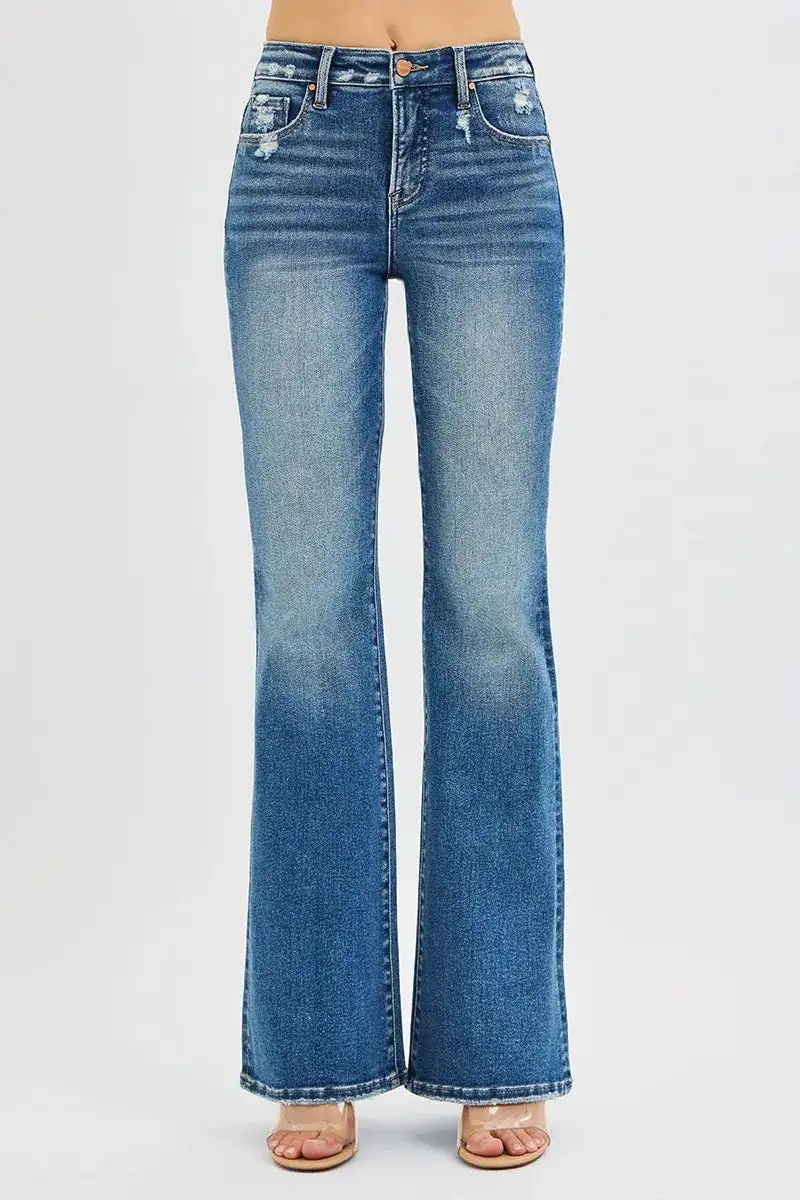 Clean High Waist Flare Leg Denim Jeans