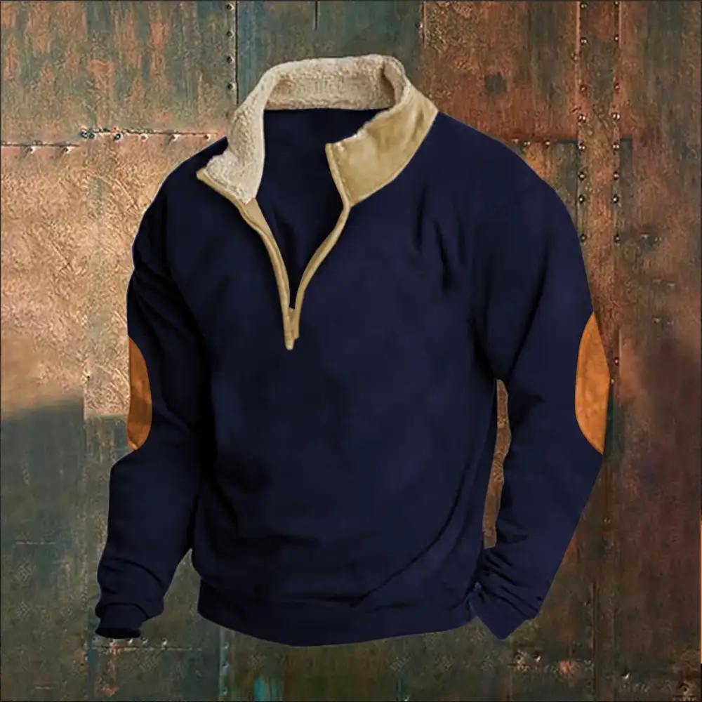Long Sleeve Embroidered Half Zip Hoodie