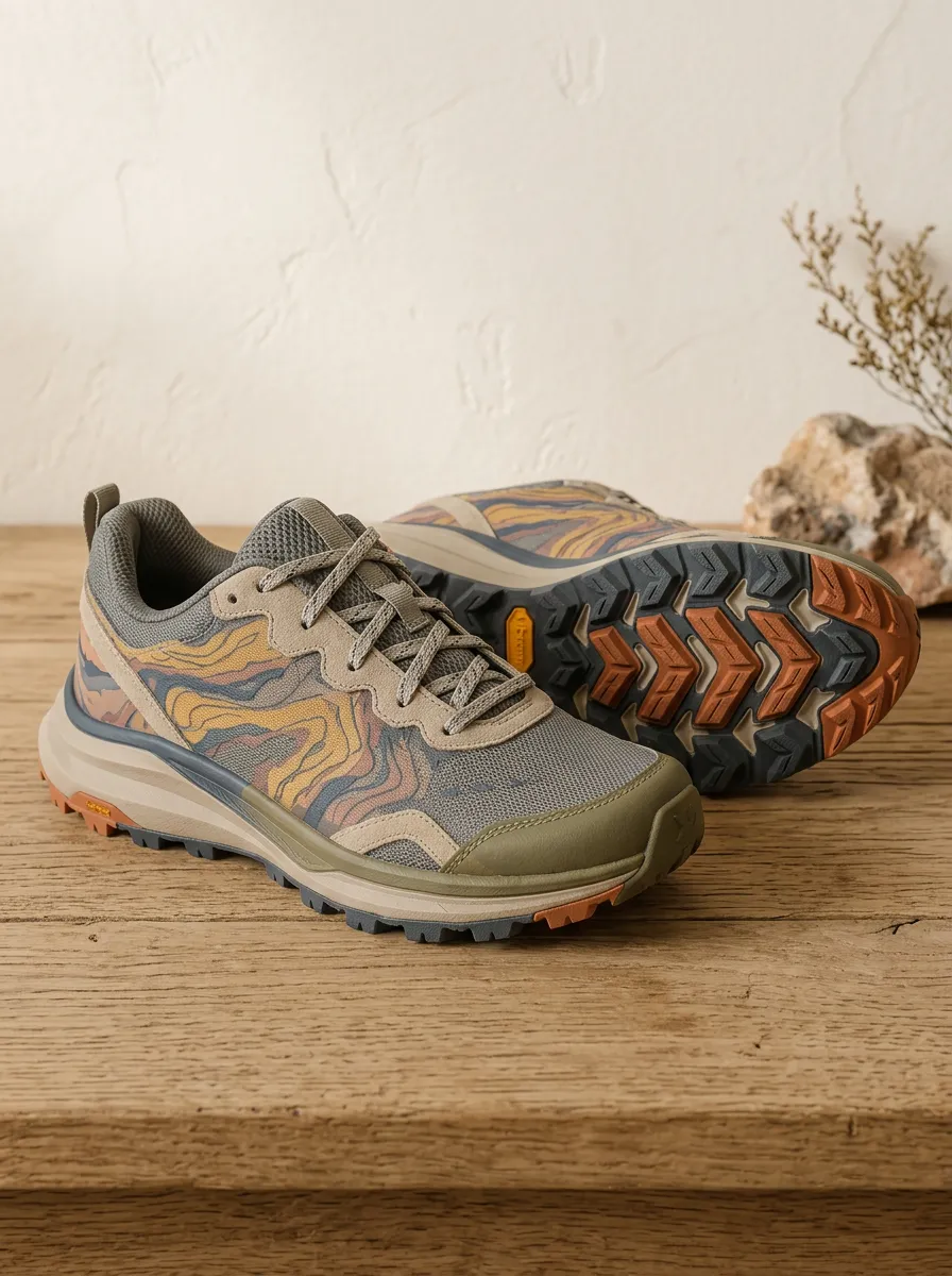 Women's Outdoor Hiking Abstract Topographic Printed Shoes