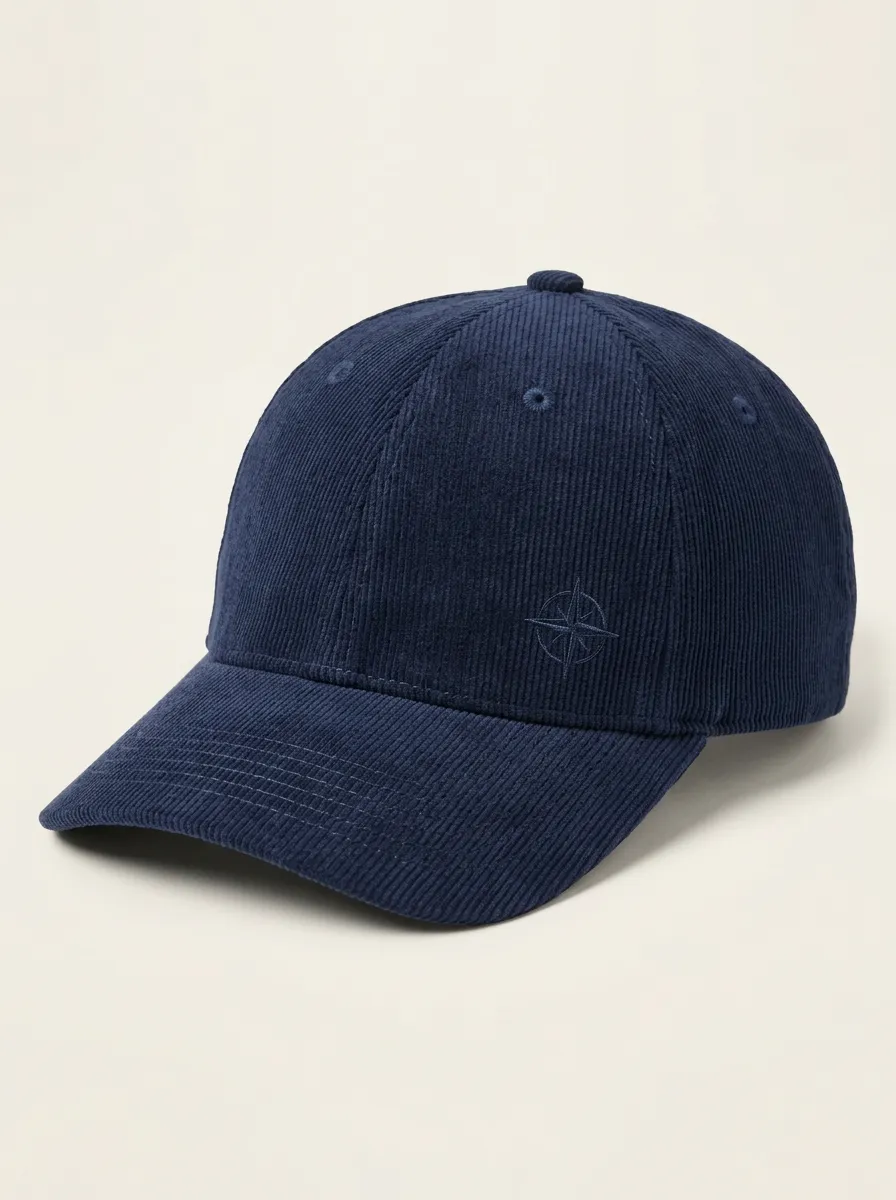 Graphic Detail Corduroy Baseball Cap with Compass