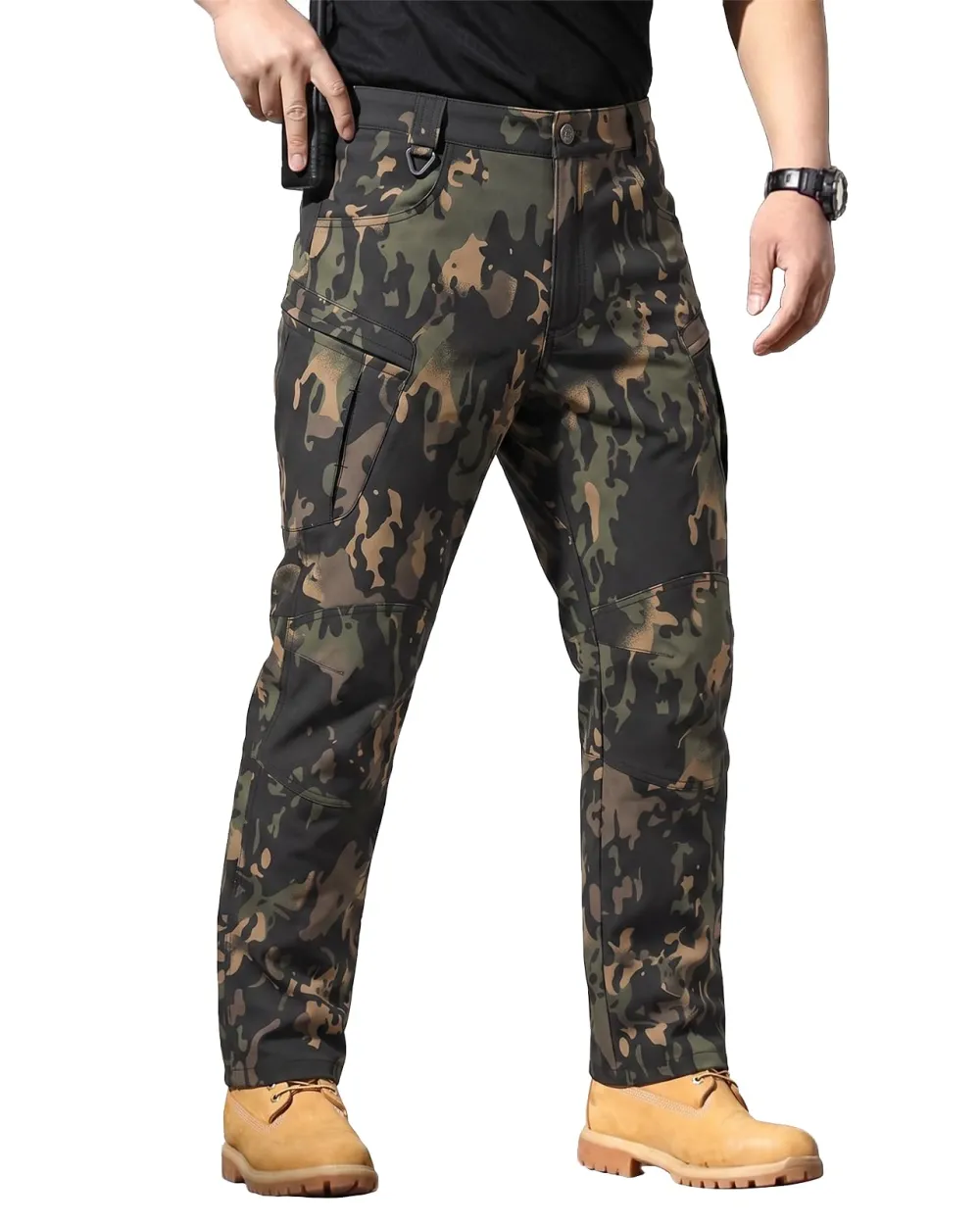 Men's Stretch Work Pants In Black Camouflage