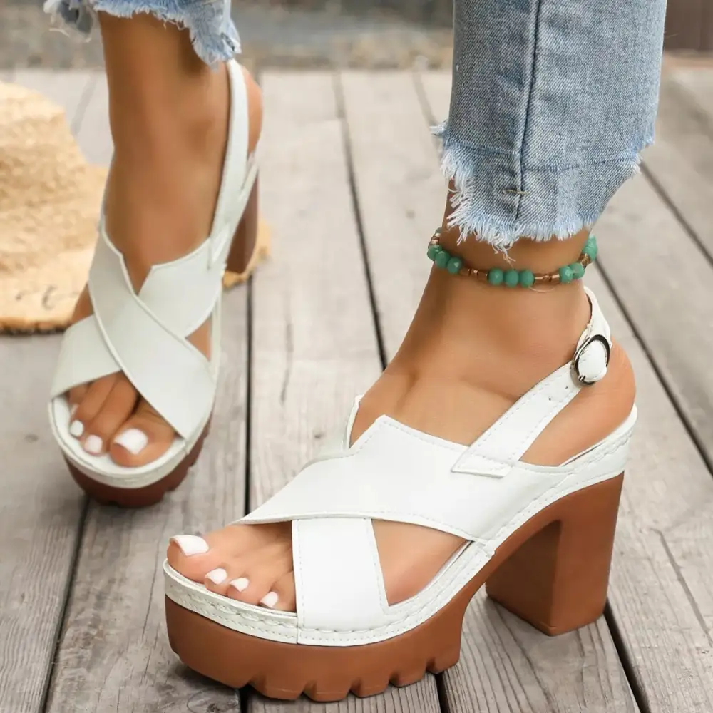Boho Open Toe Block Heels Sandals