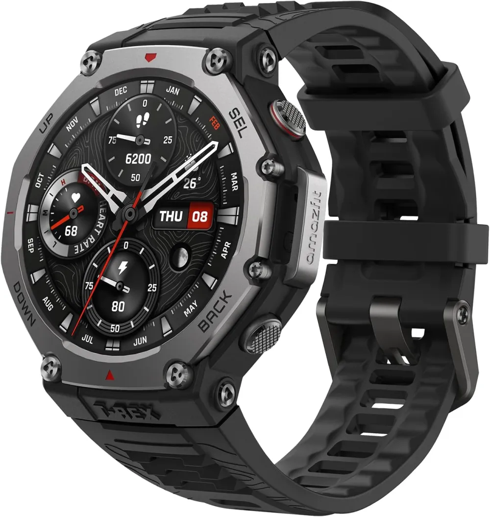 Amazfit T-Rex 3 Outdoor Smartwatch 48mm AMOLED Display, Maps & Offline Navigation, 6 Satellite GPS Systems Dual Band, 27 Days Battery Life, NFC Payment, 170 Adventure Sports Modes