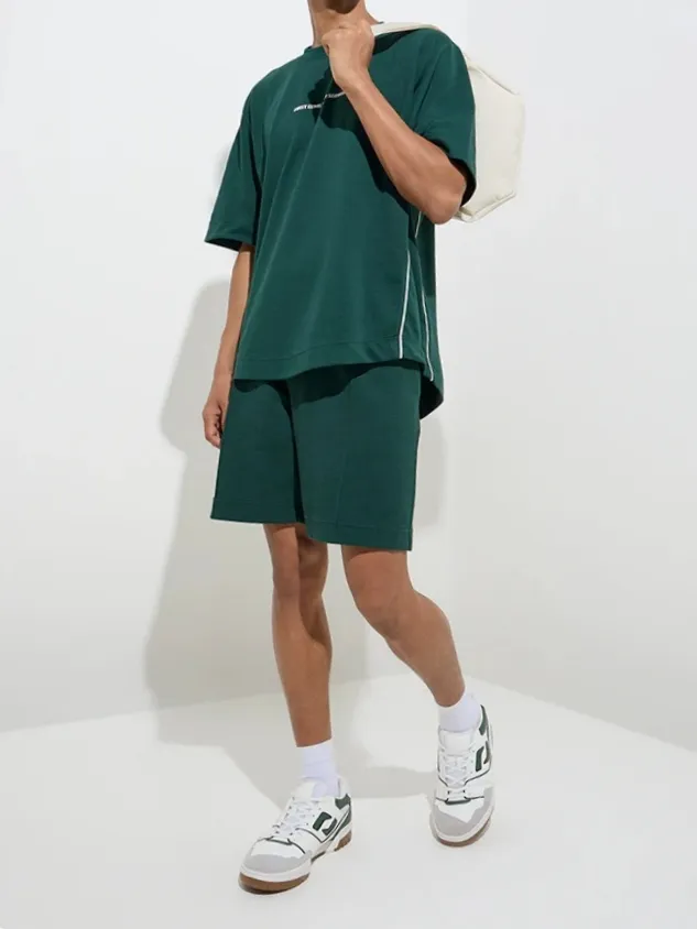 Relaxed-Fit Mid-Waist Cotton-Blend Shorts
