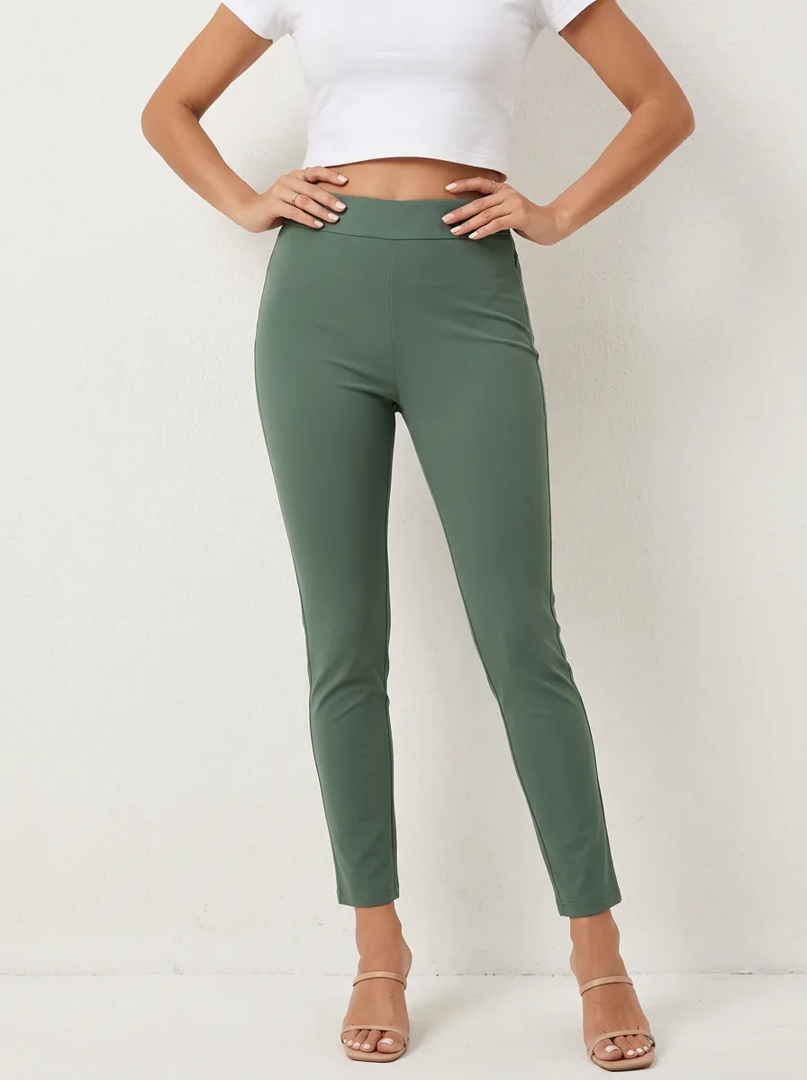 Polished High-Stretch Mid-Rise Stretch Pants