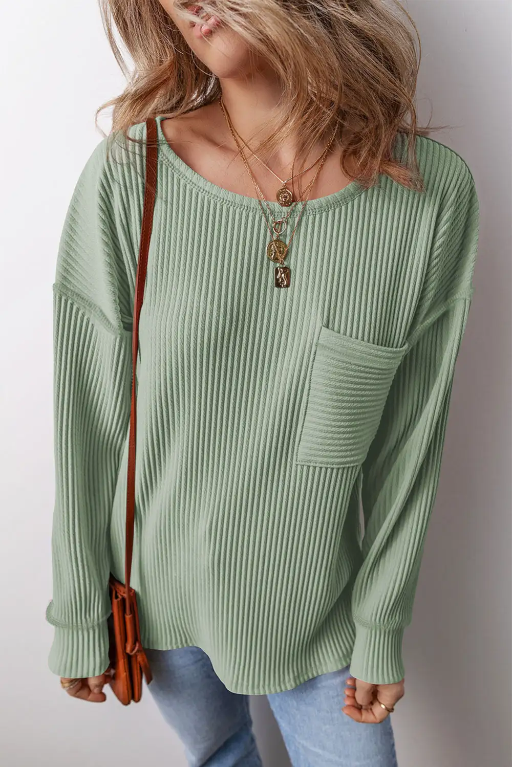 Women's Solid Corded Long Sleeve Top