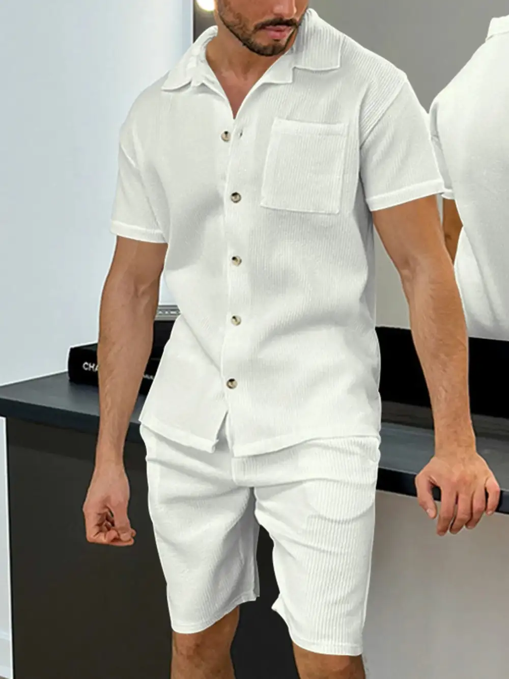 Button Up Coordinated Top And Shorts Set