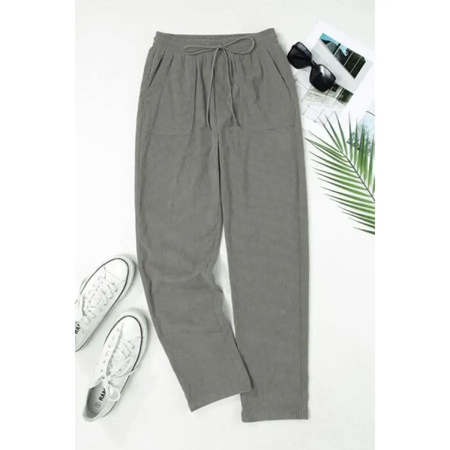 Classic Drawstring Straight Pants with Pockets