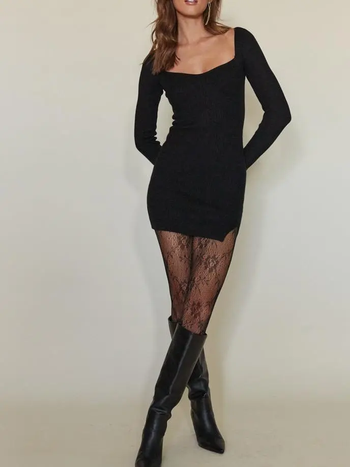 Calleigh Long Sleeve Bodycon Sweater Mini Dress
