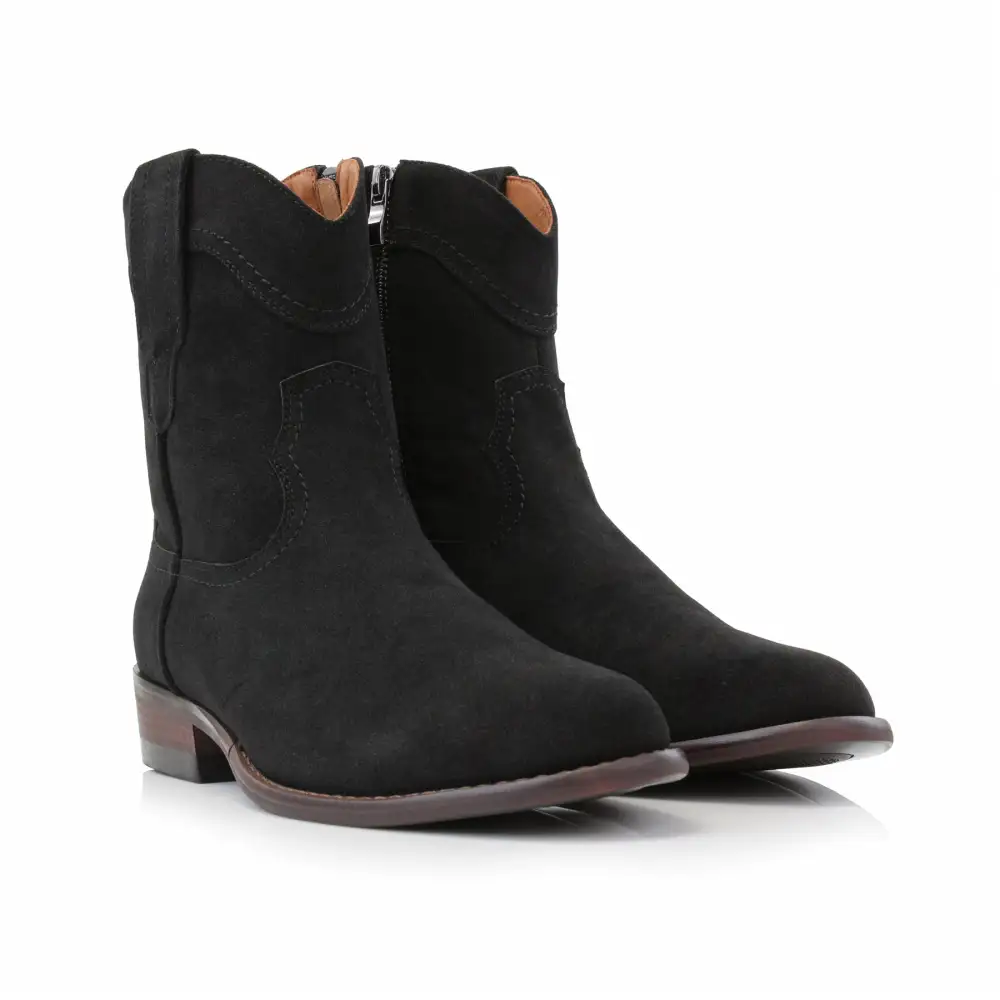 Faux-Suede Suede Faux-Leather Western Boots