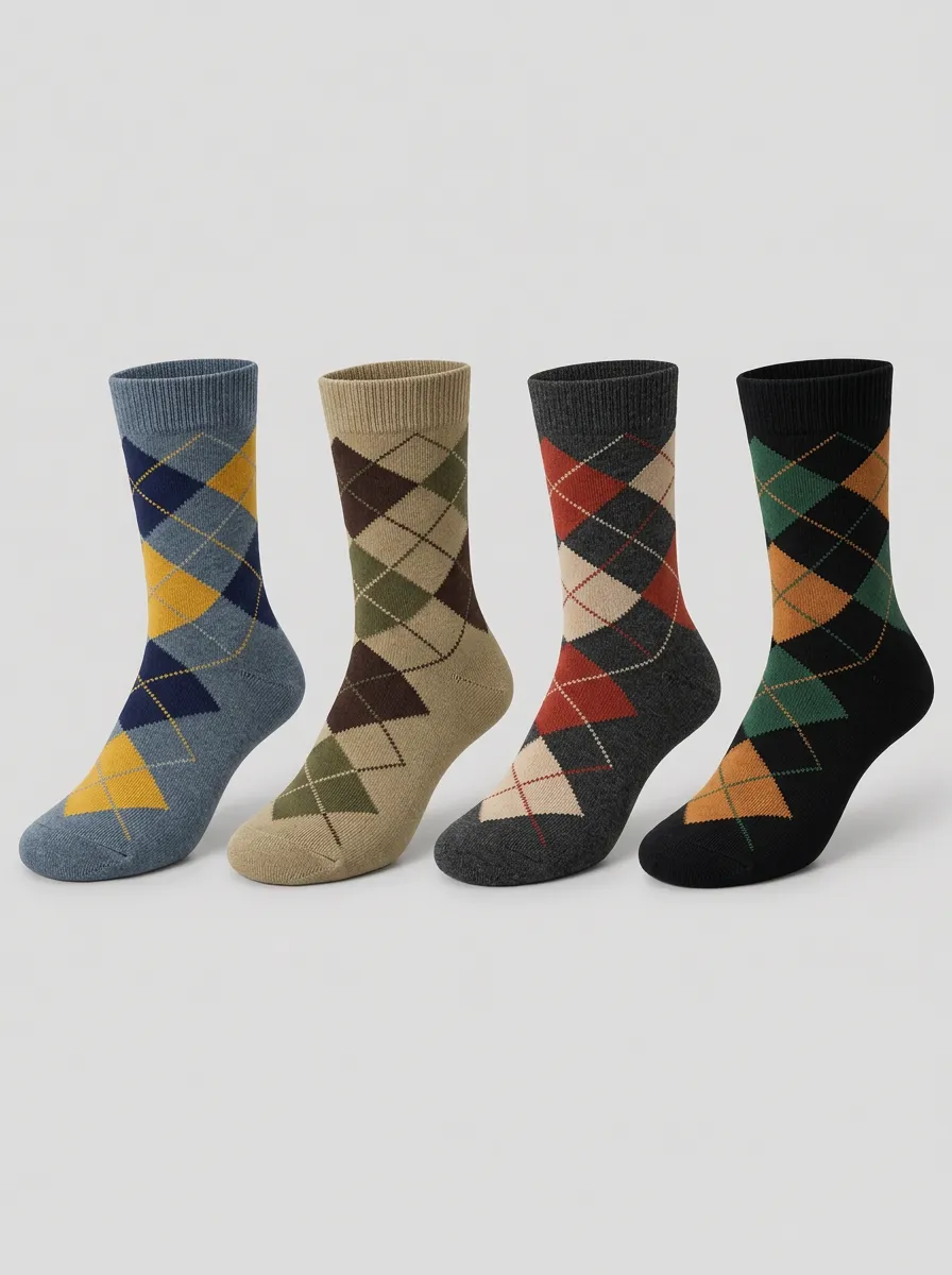 Men's Heritage Classic Argyle Pattern Printed Socks 4-Pack