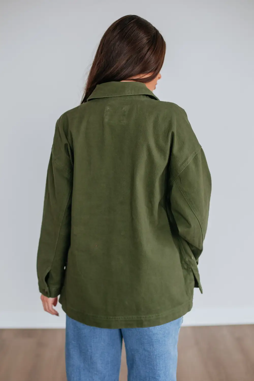Collared Button-Front Utility Jacket