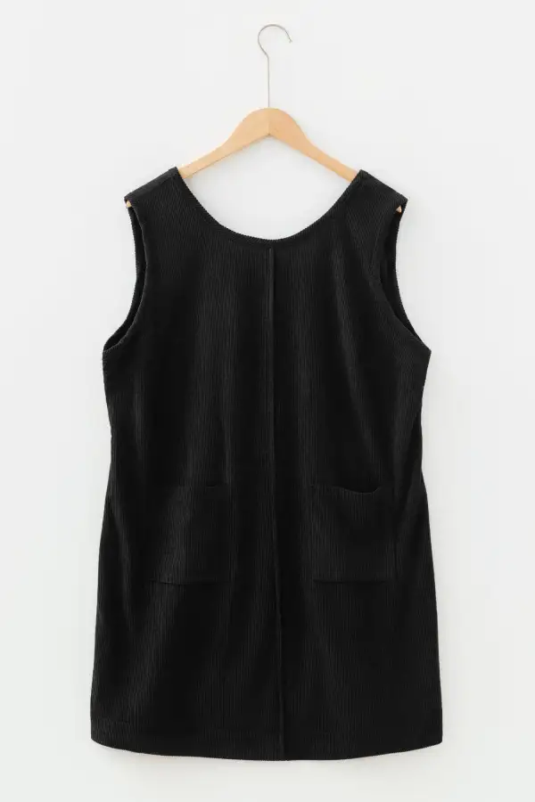Women's Corduroy Sleeveless Pocket Mini Dress