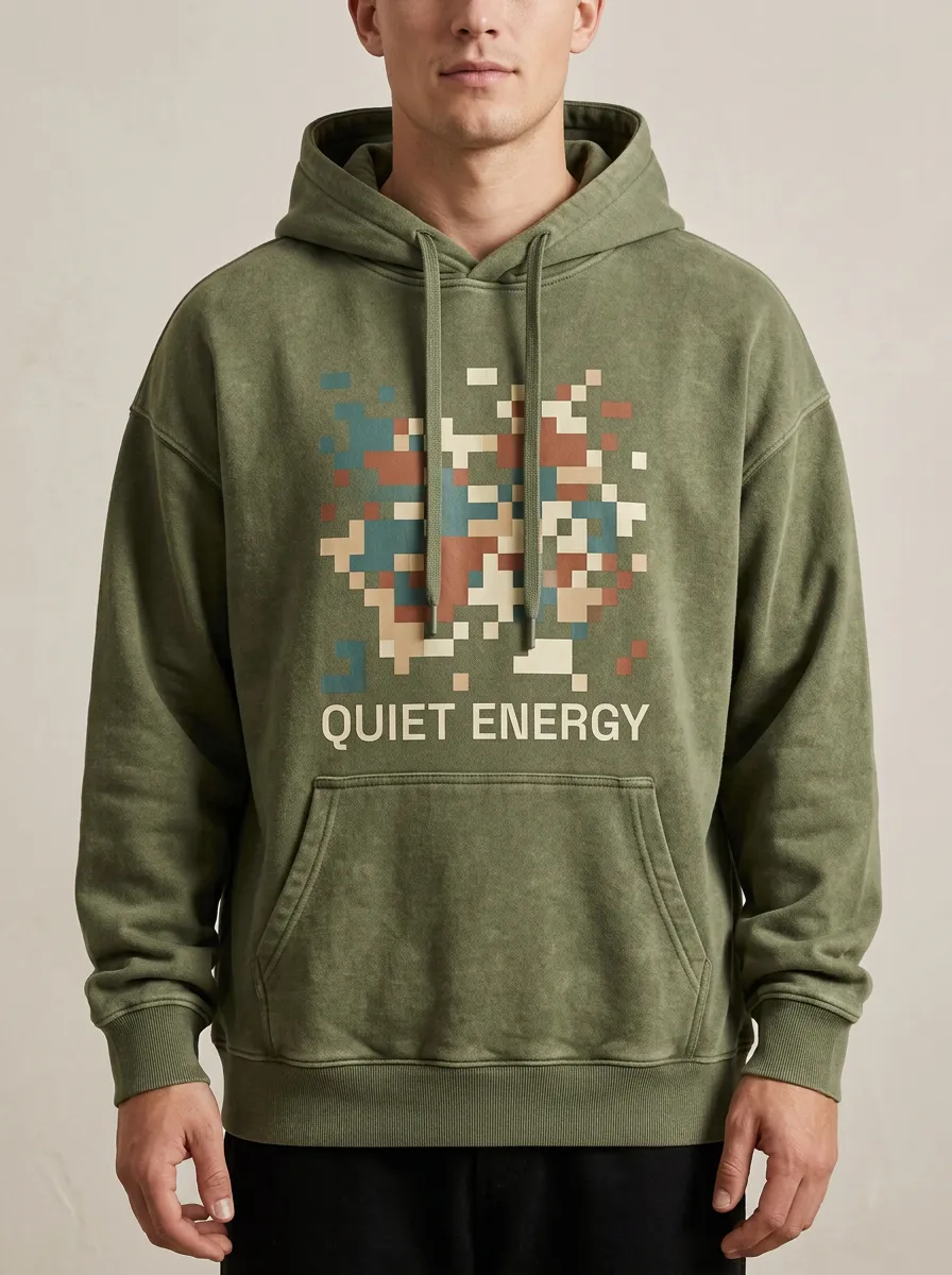 Unisex Quiet Energy Pixel Art Print Hoodie