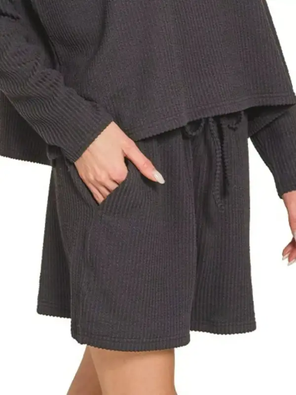 Corded Rib Long Sleeve Tee and Shorts Set