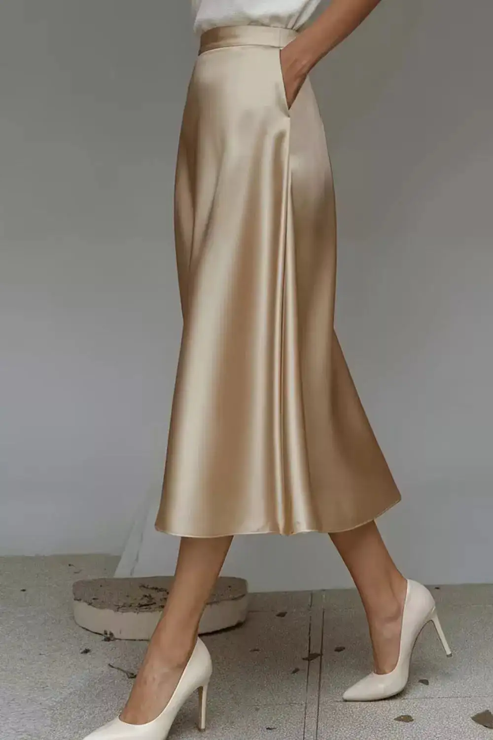Everyday Satin A-line Midi Skirt