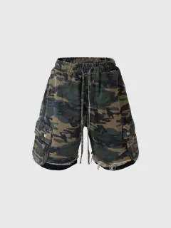 Camouflage Frayed Shorts