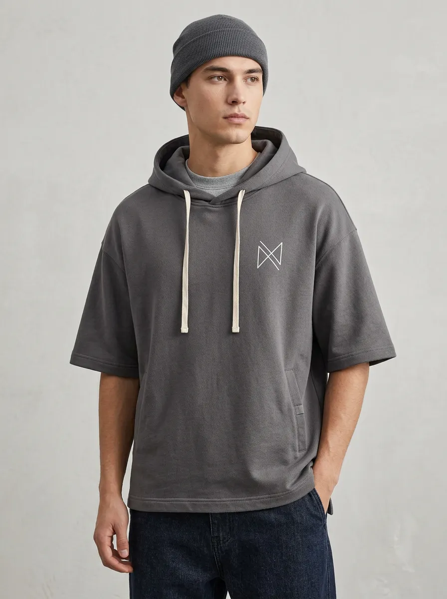 Casual Short Sleeve Geometric Minimalist Design Men's Hoodie