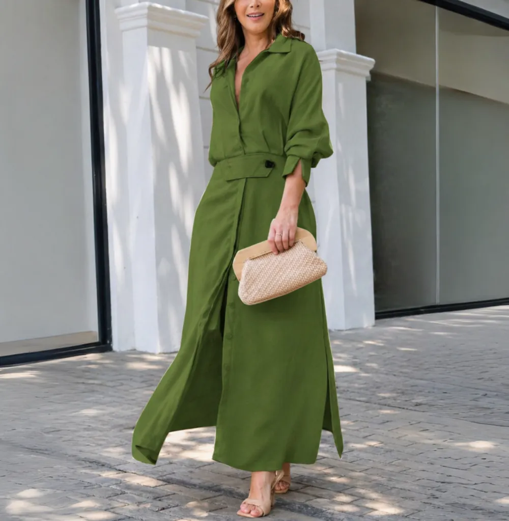 V-Neck Woven Maxi Dress