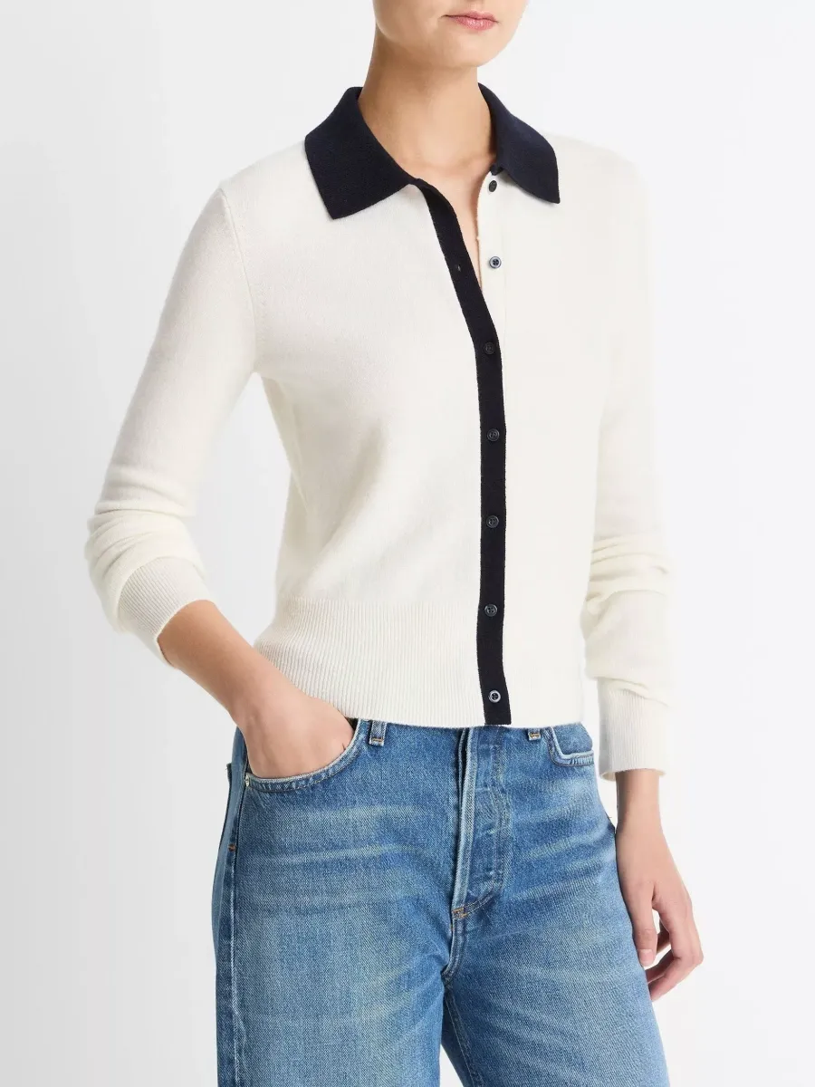 Contrast Collar Cardigan