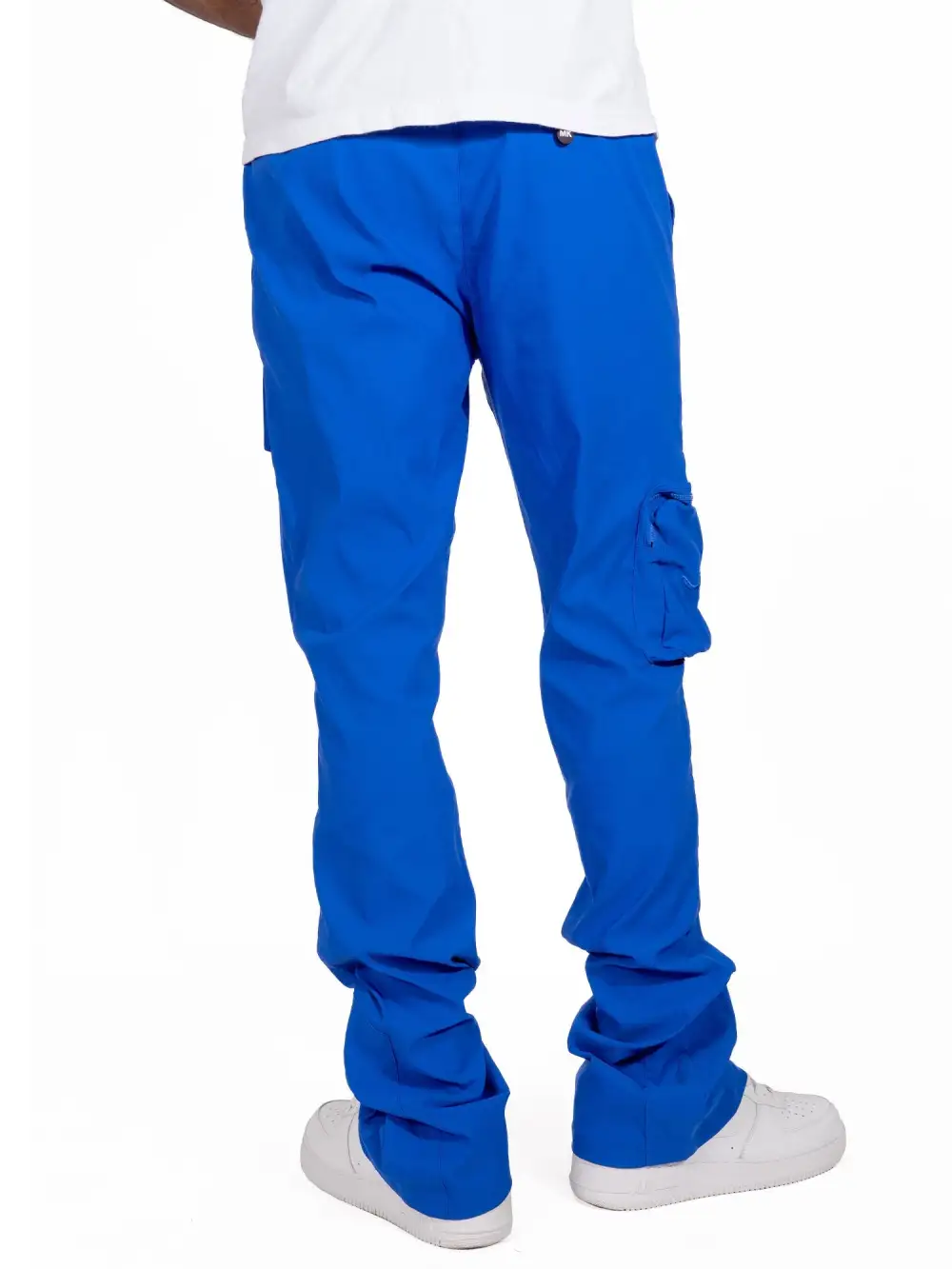 Nylon Stacked Cargo Pants - Royal Blue