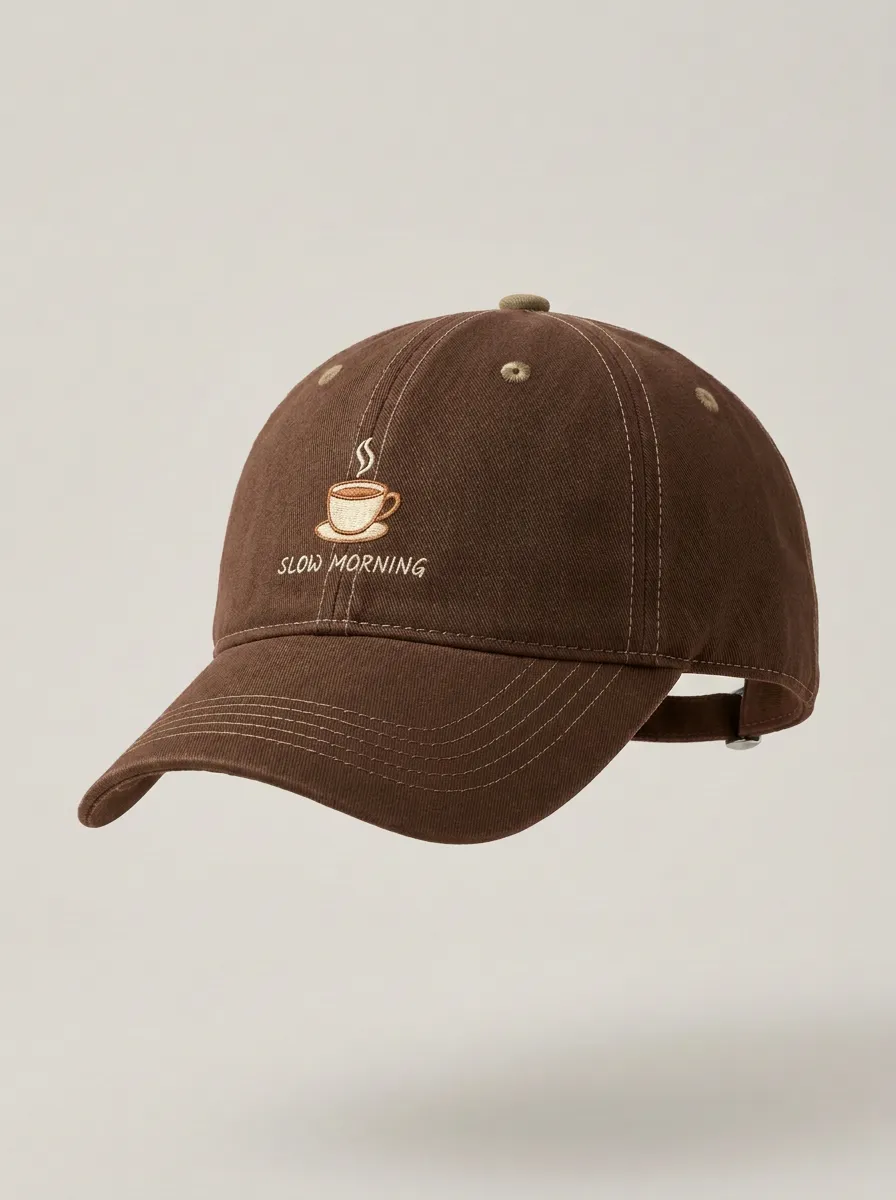 Classic Style Coffee-Lover Slow-Morning Embroidered Unisex Baseball Cap