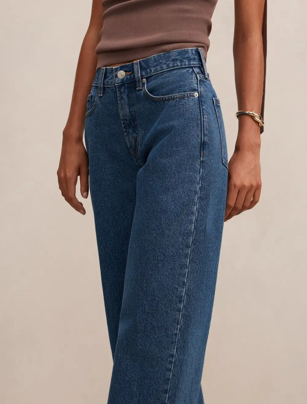 Blue Mid-Rise Barrel Leg Jeans