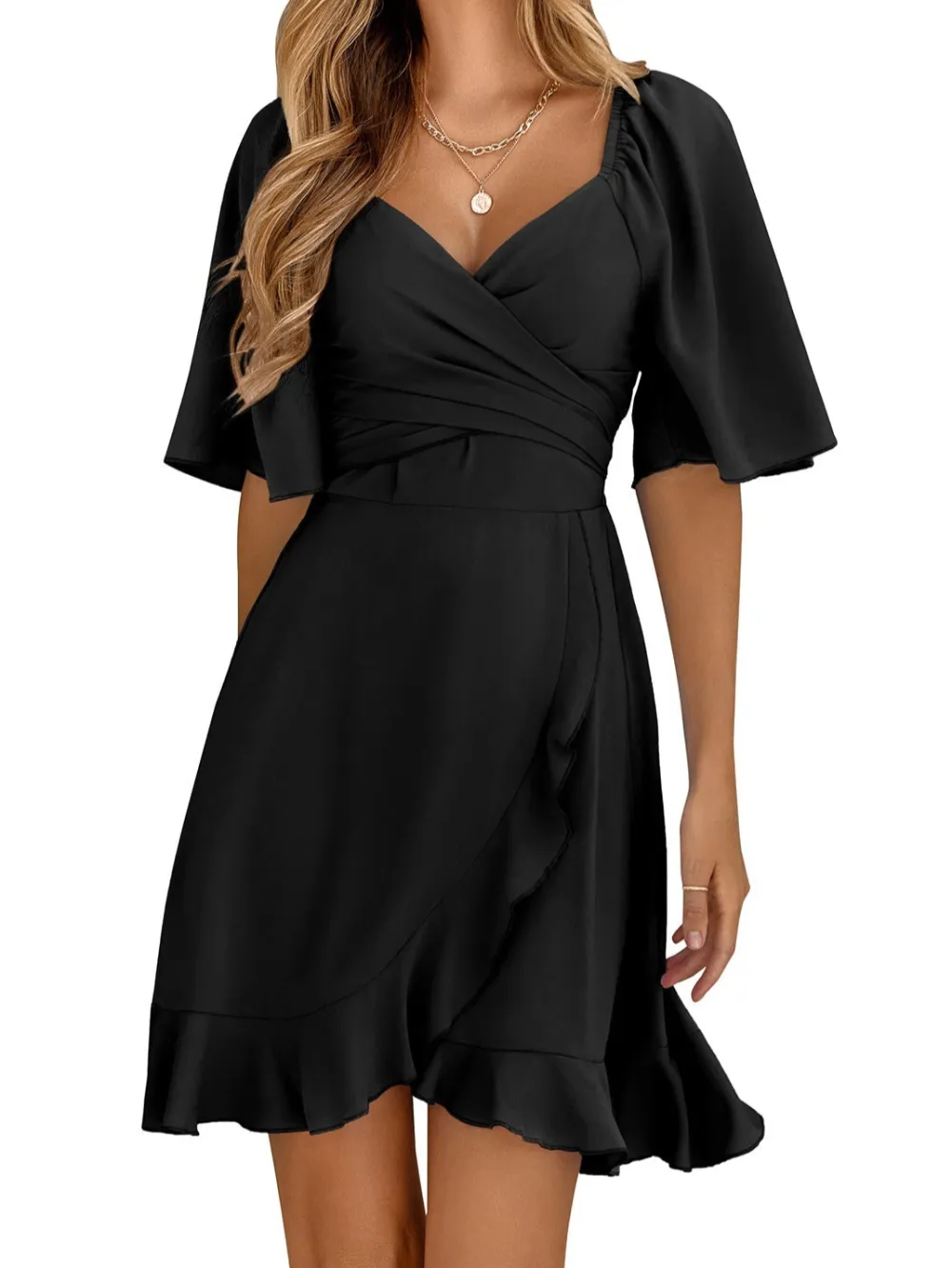 Women's Romantic V-Neck Ruffled Dress